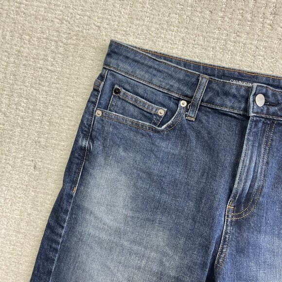 Y2K Calvin Klein Jeans W30 Straight Short Denim Shirts Distressed Medium Wash - Picture 2 of 14
